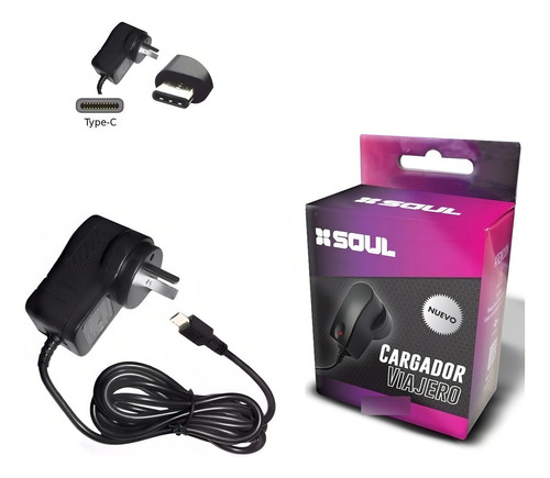 Cargador Celular Con Cable Ficha Tipo C Patas Argentinas