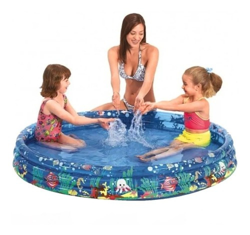 Pileta 3 Aros Vida Marina 157 X 25 Cm Inflable Max 300 Lts