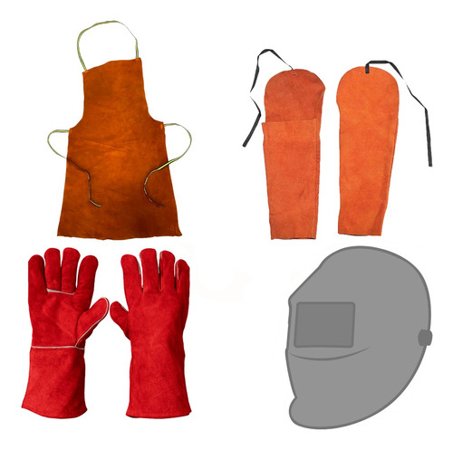 Kit De Seguridad Para El Soldador Careta,guantes,mangas,peto