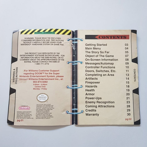Doom Manual Original Snes