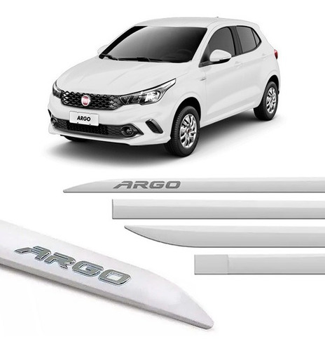 Friso Lateral Fiat Argo 2018 A 2021 Branco Banchisa 4 Peças