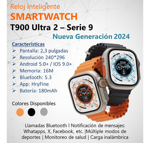 Smartwatch T900 Ultra 2 Serie 9 Año 2024  - Nueva Generación