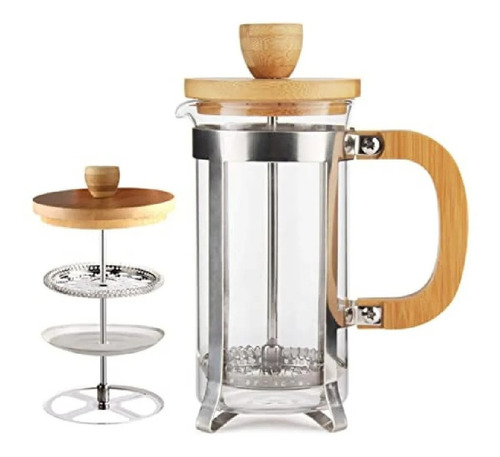 Cafetera Francesa Émbolo Manual Prensa 600ml Vidrio Mango