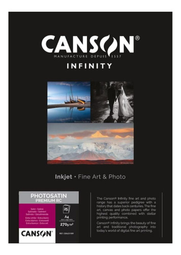 Canson Infinity Photosatin Premium Rc 270gr Satinado A3+ 25h