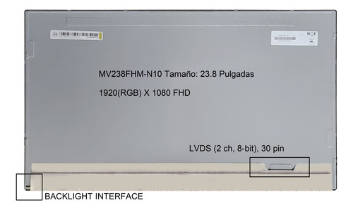 Pantalla Nueva 23,8 Lcd Mv238fhm-n10 Sin Touch Aio