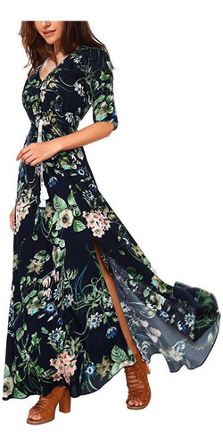 Maxi Vestido Largo Mujer Casual Estampado Moda Floral