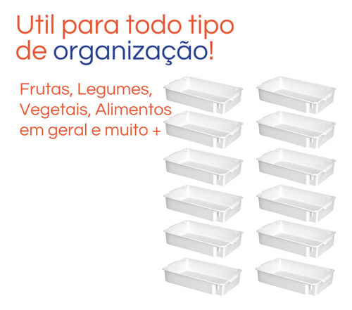 Kit Com12 Bandejas Topa Tudo Para Açougue Padaria Alimentos Branca 11,5 Litros Atacado