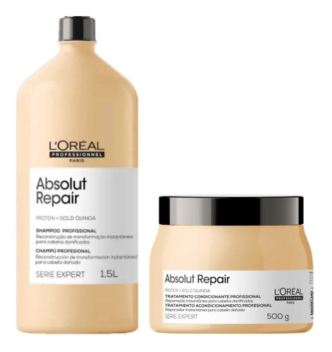 Kit L'oréal Absolut Repair Gold Quinoa Shampoo + Máscara