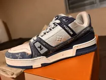 Comprar Tênis Louis Vuitton Trainer Monogram Denim White Blue