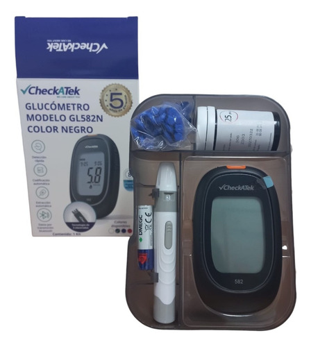 Set Glucómetro Negro Medición Instantanea Chekateck