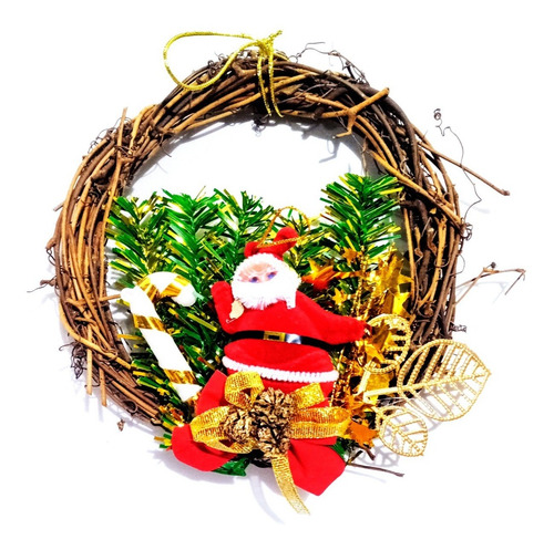 Imagem 1 de 3 de Guirlanda De Natal Em Sisal Papai Noel 18cm