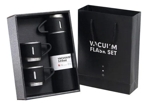 Garrafa Térmica 500ml Com Kit 3 Xícara Café Cor Preto Menor preço em Garrafa Térmica 500ml Com Kit 3 Xícara Café Cor Preto