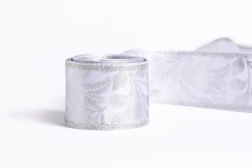Imagen 3 de 3 de Cinta Navideña Silver Foil 50mm Cordón De Oro X 10 Mts