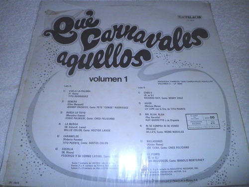 Disco De Salsa Vinyl Que Carnavales Aquellos Vol. 1 (1974)