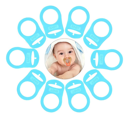 10 Pcs Baby Dummy Pacifier Holder, Soft Silicone Baby