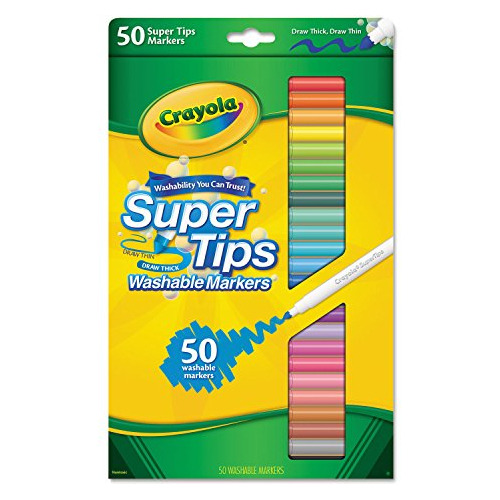 Crayola 585050 Super Tips Marcadores Lavables, Surtidos, 50/