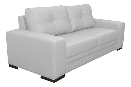 Sofá 3 Lugares Milano 210cm Couro Branco - Gran Belo