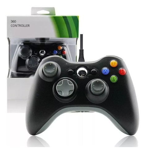 Joystick Control Para Xbox 360 O Pc Con Cable Alta Calidad Color Negro