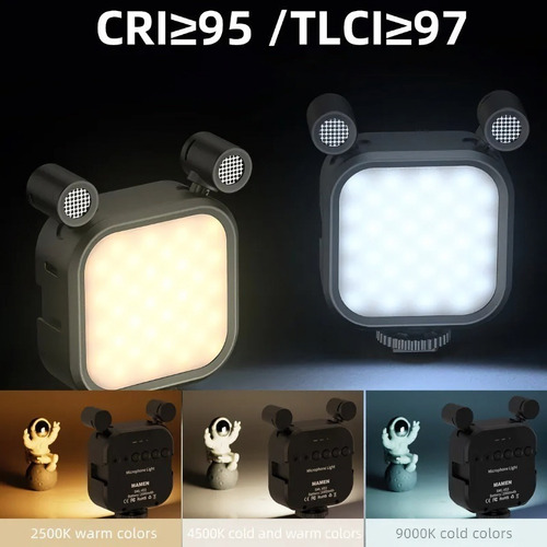 Imagen 8 de 10 de Microfono Stereo 2 En 1 Con Panel De Luz Led Rgb Y Blanca