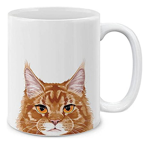 Taza De Café De Cerámica Con Diseño De Gato, 11 Onzas