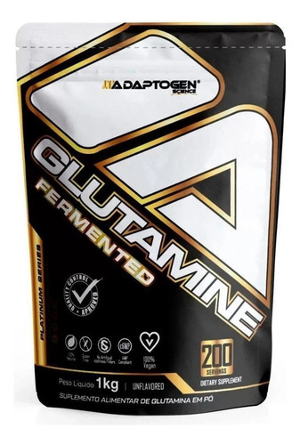 Glutamina Adaptogen Fermentada 1 Kg 200 Doses Usa Importada Sabor Sem Sabor