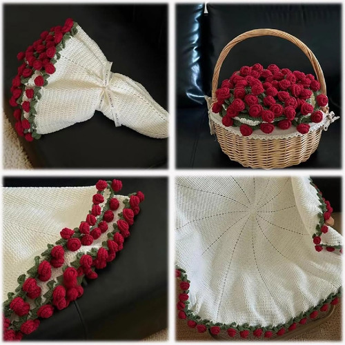 Manta De Flores Crochet Plegable - Ligera Y Portátil