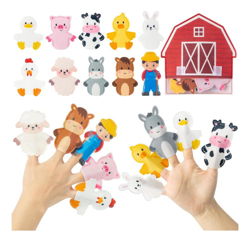 Títeres De Dedo De Animales De Granja Cocnny - 11 Piezas