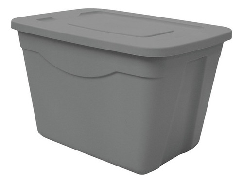 Caja De Plastico De 68 Litros Color Gris Liso