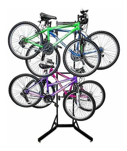 Raxgo Bike Storage Rack, 4 Bicycle Garage Floor Stand, Adjus