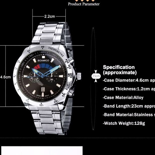 Relógio Masculino Esportivo Pulseira De Aço Watch Men Steel