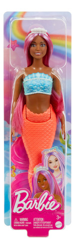 Muñeca Barbie Sirena Con Pelo Y Diadema De Fantasía De Color