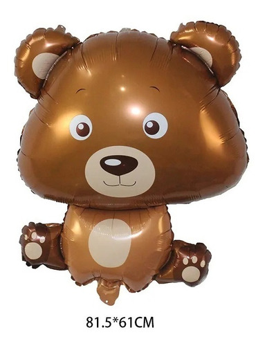 2 Balão Urso Metalizado 80cm Animal Floresta Festa Decoração Cor Marrom