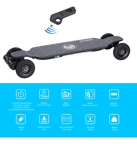 Jking Monopatín Eléctrico Longboard 1800 W 24 Mph Mmg