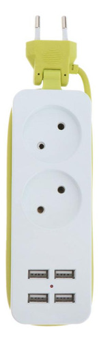 Eu Plug Extension Soquete Tomada Hub Strip 6 Portas Com 4