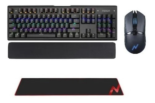 Combo Kit Gamer Noga Nkb-408 4en1 Teclado Mecanico Mouse Pad