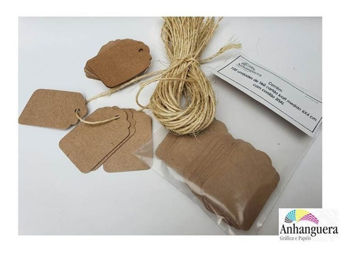 Tag Kraft 100 Unidades Com Cordão Sisal Grátis
