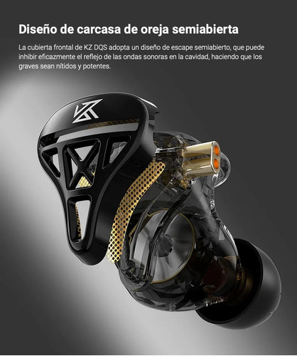 Imagen 8 de 10 de Auriculares In Ear Kz Dqs 1dd Cable Ofc Con Microfono
