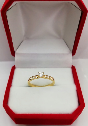 Anillo Compromiso Oro 18 K Diamantes Certificados X 0.16 Ct.