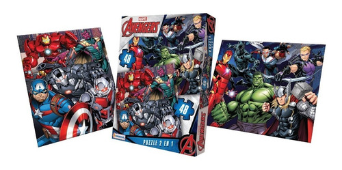 Puzzle 2 En 1 Tapimovil Avengers 48 Piezas X2 Rompecabezas