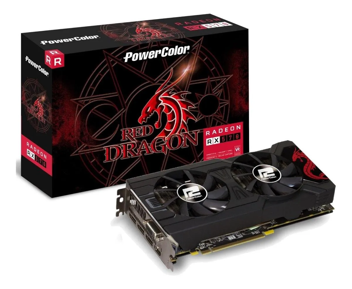 AMD PowerColor Red Dragon Radeon RX 500 Series RX 570 AXRX 570 4GBD5-3DHD/OC OC Edition