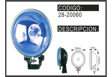 Faro Caminero Auto . 89mm Redondo./azul Juego Kit