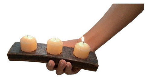 Imagen 1 de 5 de Porta Velas De Madera De Barril Barriles Duela Roble Blanco