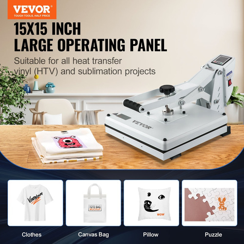 Plancha Prensa Sublimadora Transfer Vevor 38x38 1200w