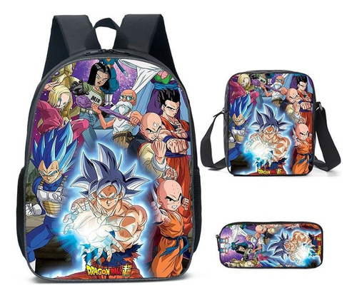 Mochila Dragon Ball De 3 Piezas Con Lonchera Bejita De Son G