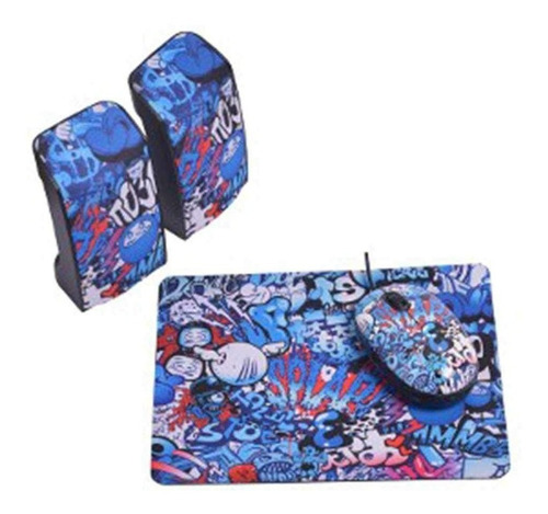 Kit Mouse Pad Mouse Parlantes Pc Kolke Graffiti Kmpp-100 