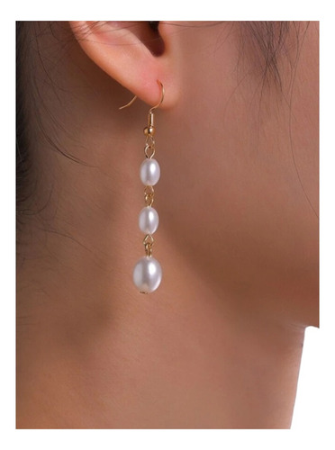 Pendientes (aros) De Moda Con Perla Artificial Para Mujer.