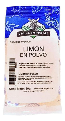 Limón En Polvo 50 Gr. Marca Valle Imperial