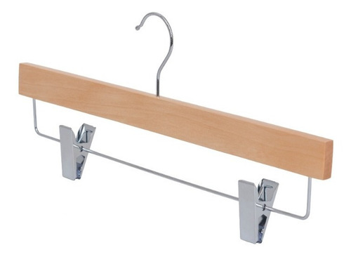 Imagen 3 de 4 de Pack De 50 Perchas De Madera Natural Rectas Con Broches