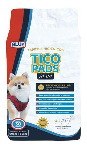 Tapete Higiênico Canino Tico Pads Slim 60x55 - Blue Tam M