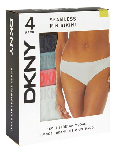Dkny Ladies Seamless Rib Bikini Underwear 4-pack Ch, M, G.